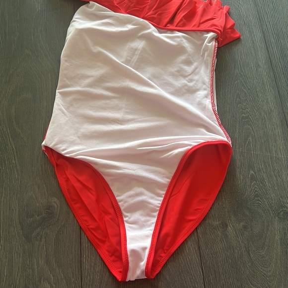 Red Ruffle One Piece Swimsuit - Picture 5 of 5